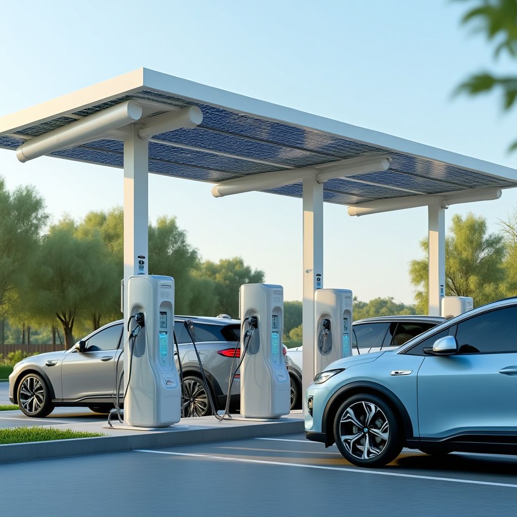 Estación de carga ElectroDrive con paneles solares