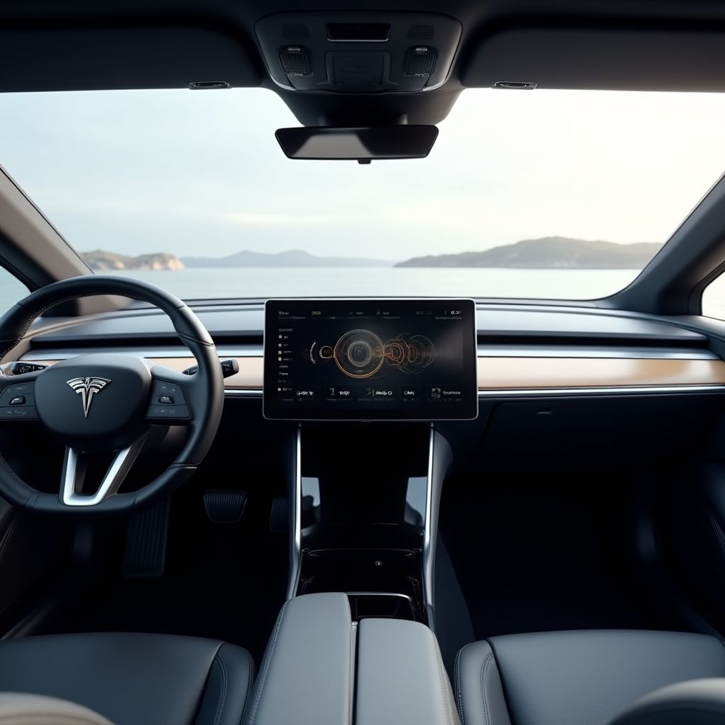 Interior futurista de coche eléctrico