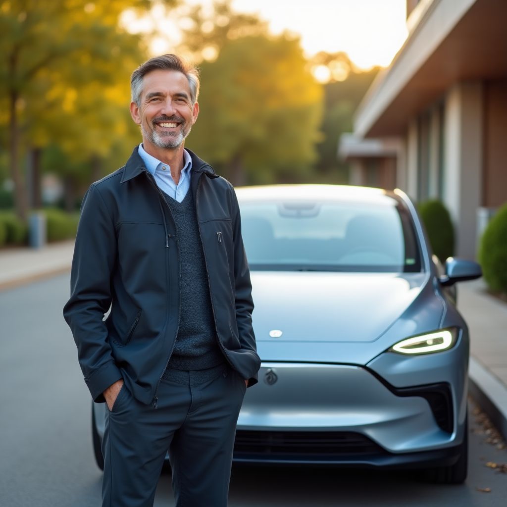 Cliente satisfecho con su vehículo eléctrico
